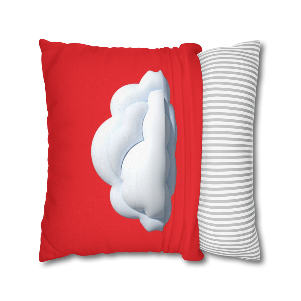 Cloud Graphic Red Pillowcase — Red Cute Cloud Decor