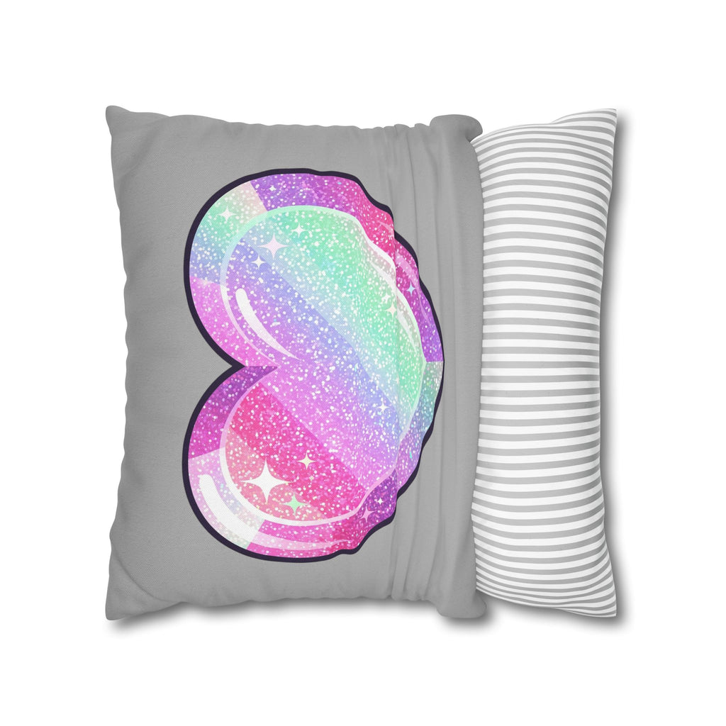 Pastel Glitter Heart Pillowcase Spun Polyester Square Pillowcase- Light Grey