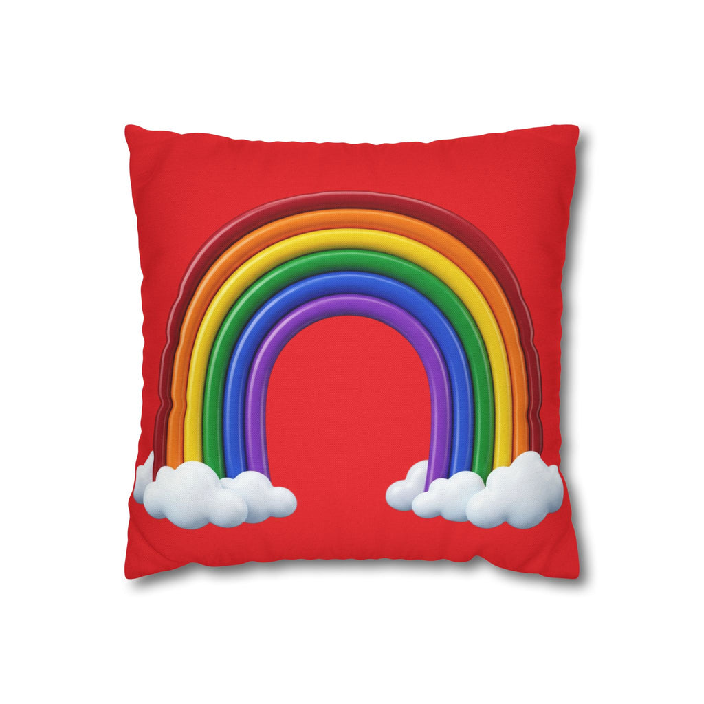 Rainbow Red Spun Polyester Square Pillowcase