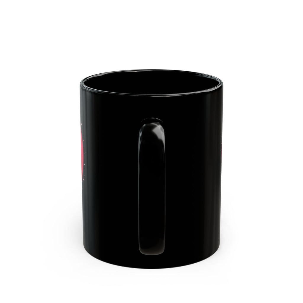Pink Heart Black Mug — Romantic Valentine Coffee Cup (11oz, 15oz)