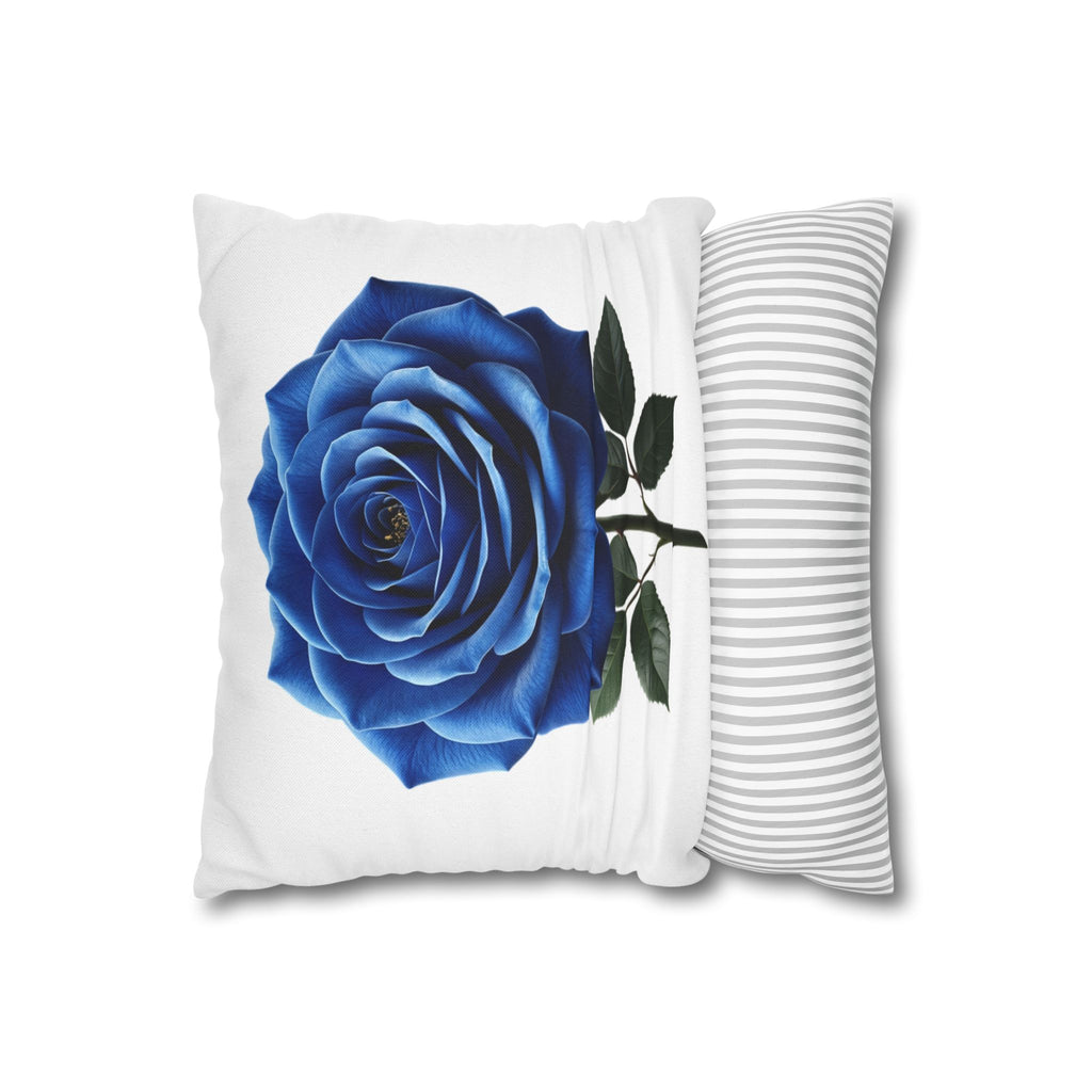 Blue Rose Spun Polyester Square Pillowcase