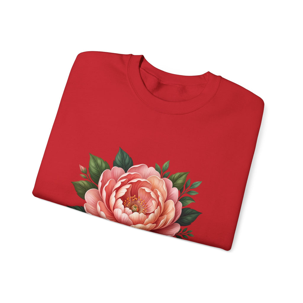 Floral Peony Crewneck Sweatshirt — Vintage Pink Flower Pullover