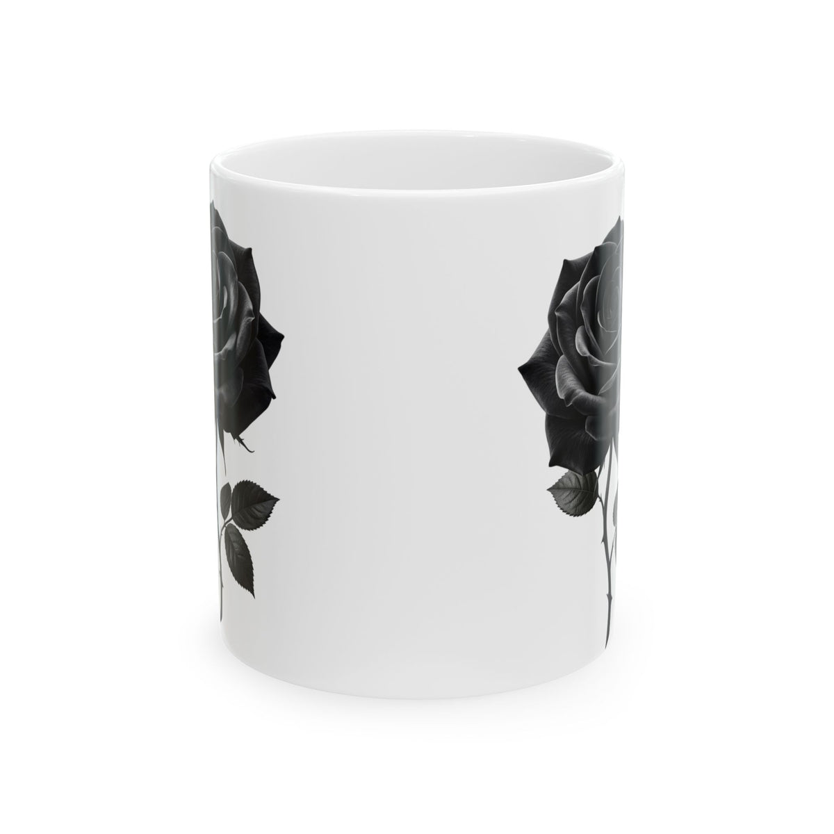 Black Rose Ceramic Mug, (11oz, 15oz)
