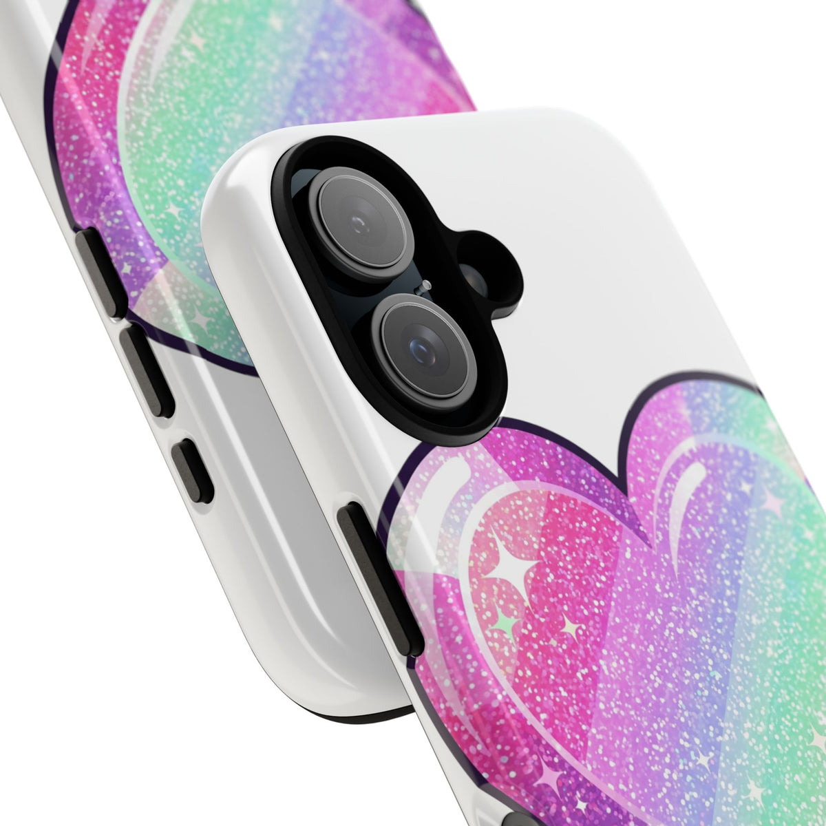 Pastel Glitter Heart Tough Phone Case — Cute Protective Phone Cover