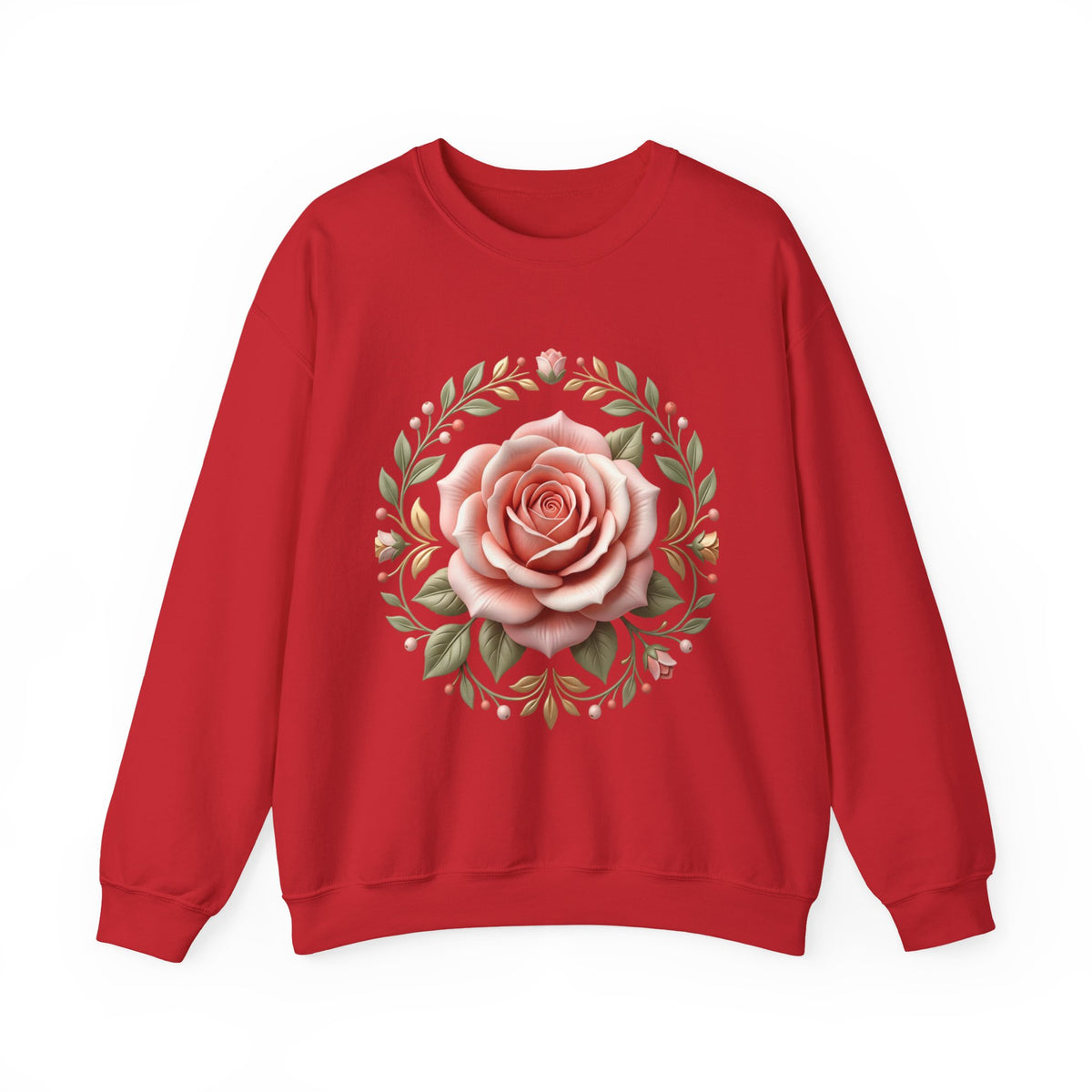 Rose Wreath Crewneck Sweatshirt — Vintage Floral Rose Pullover