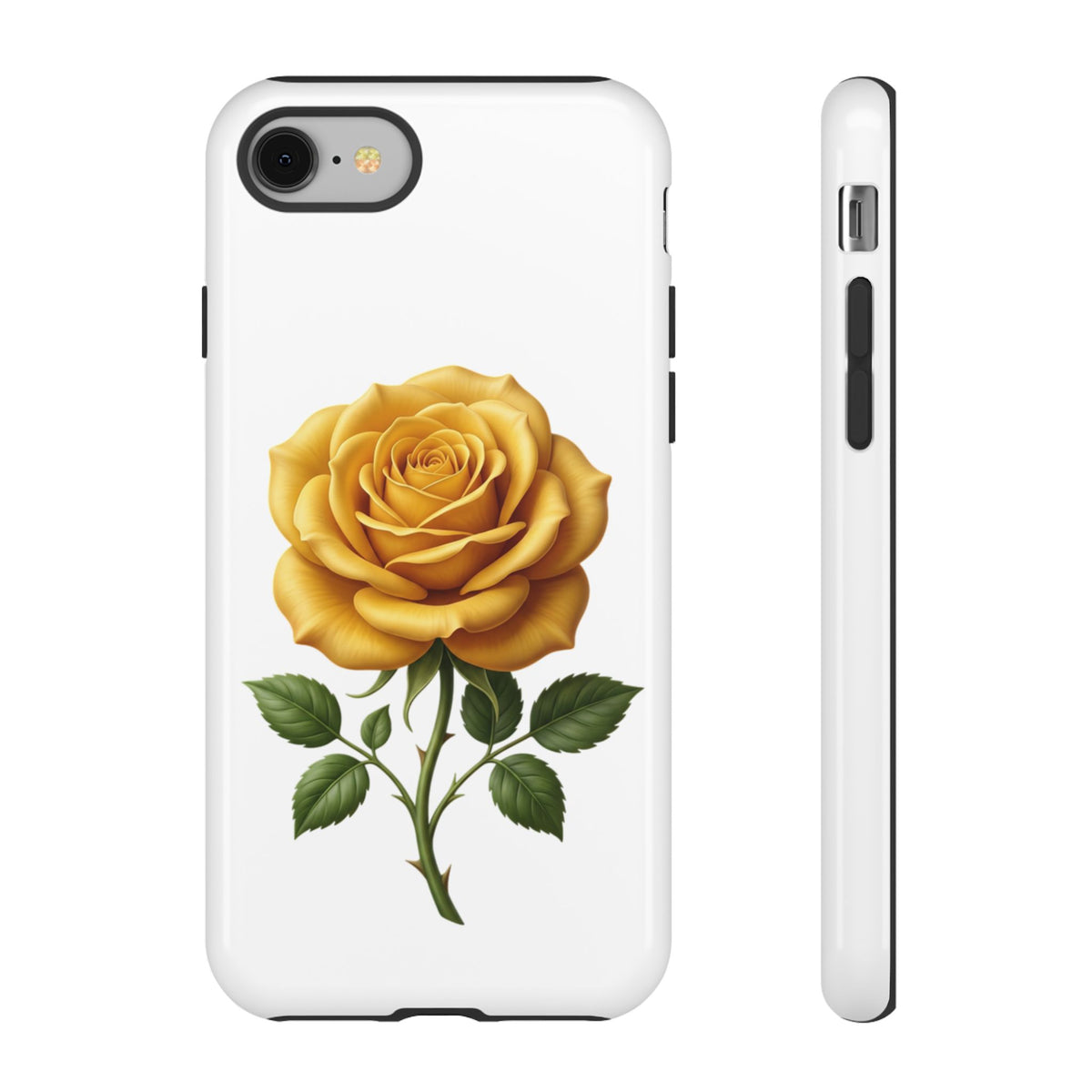 Yellow Rose Phone Case — Vintage Floral Tough Protective Cover
