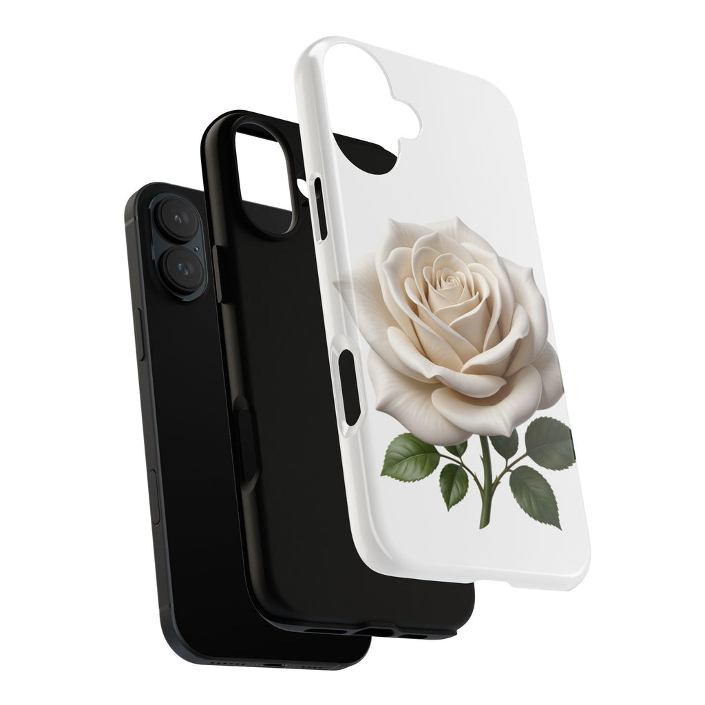 White Rose Tough Phone Case – Elegant Floral Protective Cover