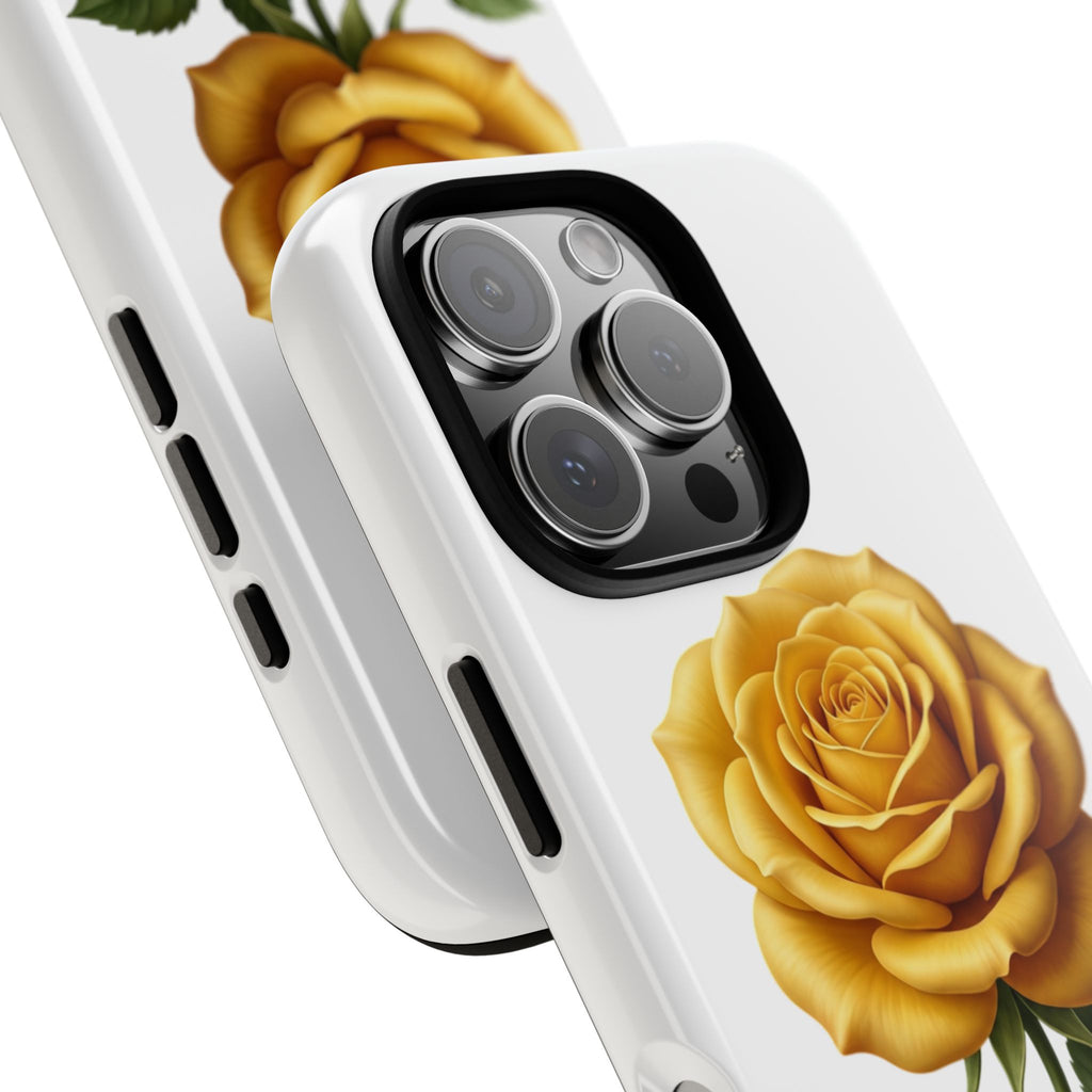 Yellow Rose Phone Case — Vintage Floral Tough Protective Cover