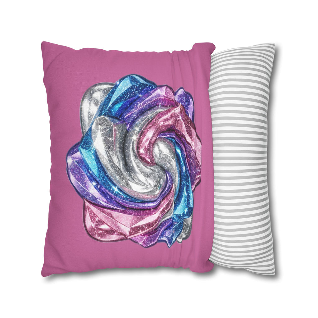 3D Glitter Design Light Pink Spun Polyester Square Pillowcase