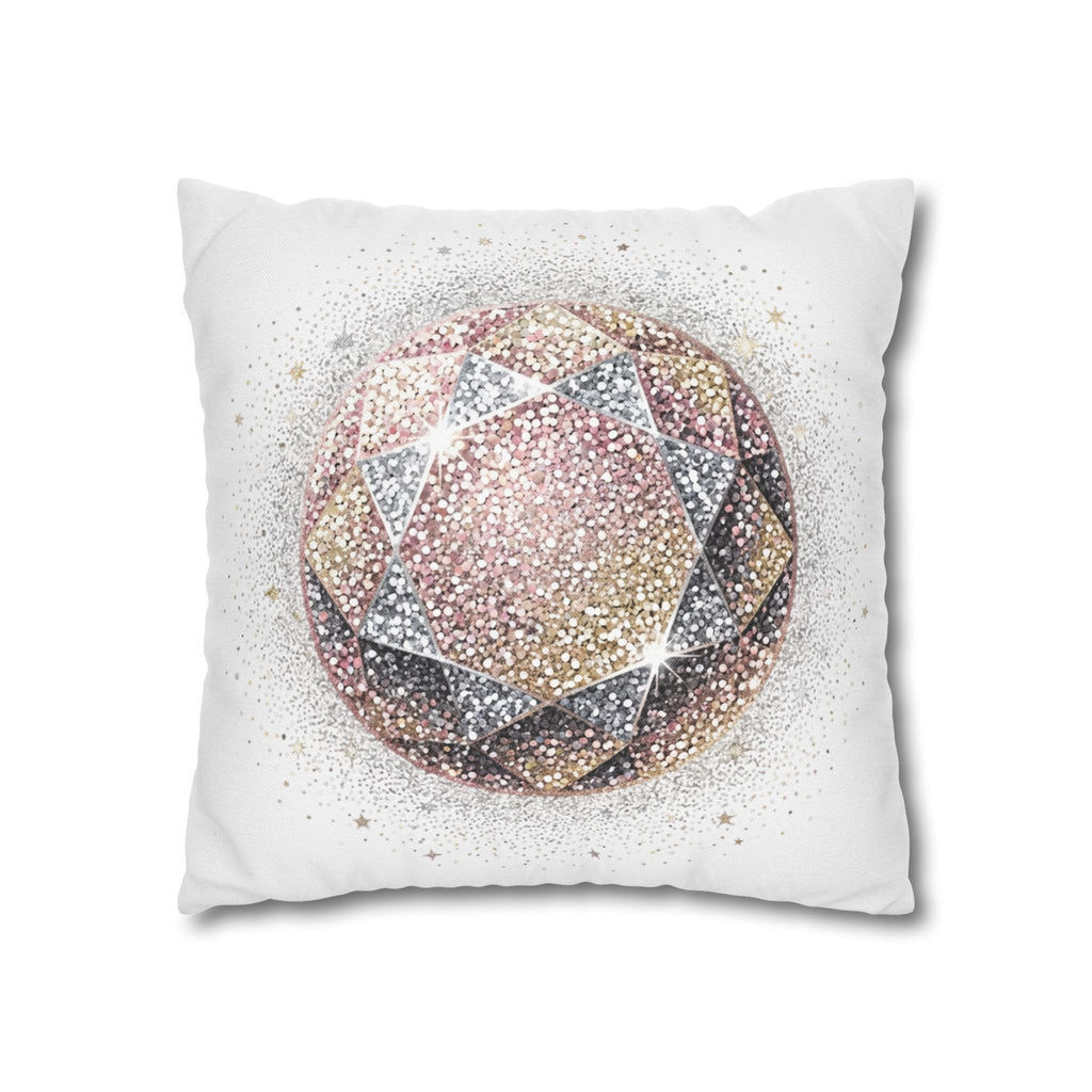 Glittery Spun Polyester Square Pillowcase- White