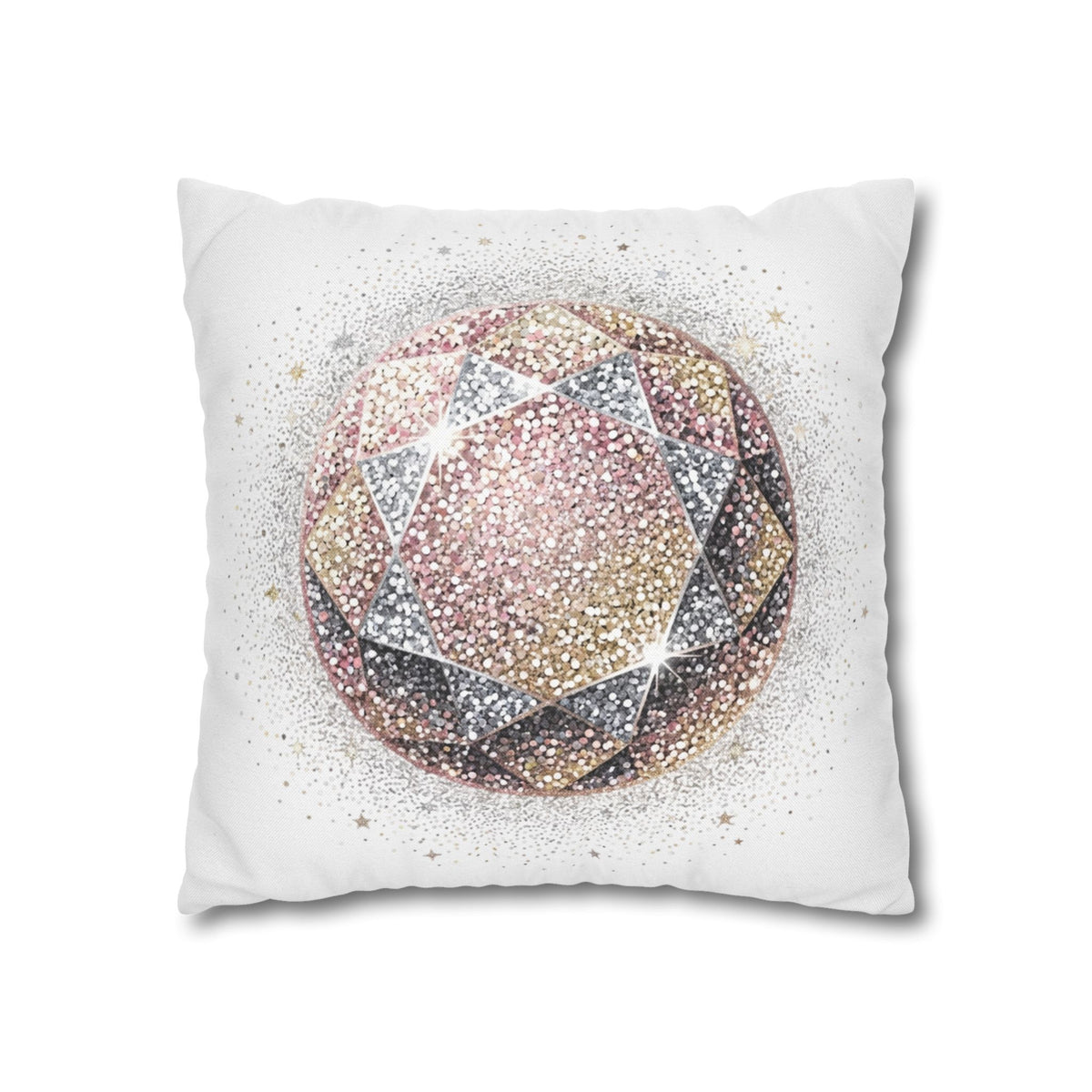 Glittery Spun Polyester Square Pillowcase- White
