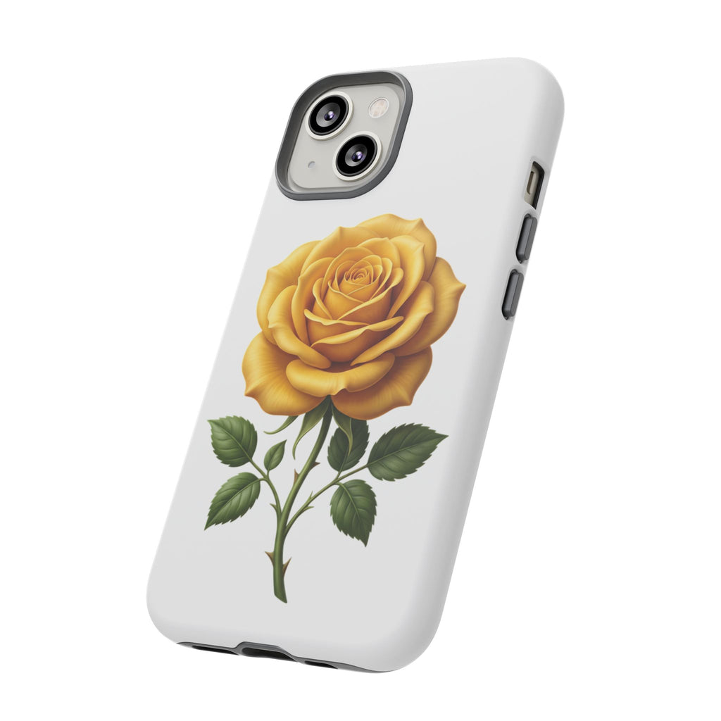 Yellow Rose Phone Case — Vintage Floral Tough Protective Cover