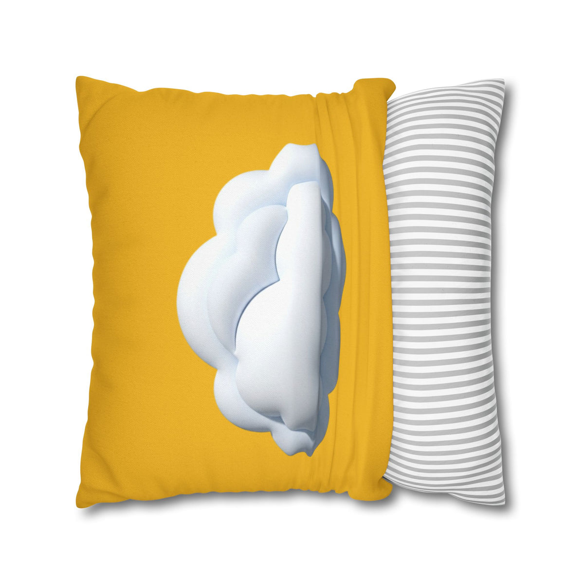 Yellow Cloud Decorative Pillowcase - Cute Fluffy Cloud Accent Cushion Cover