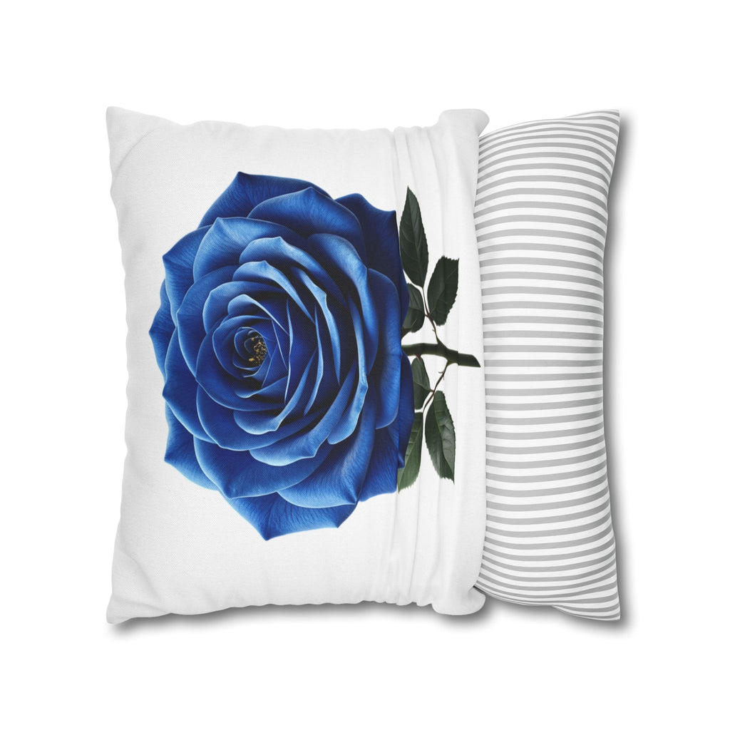 Blue Rose Spun Polyester Square Pillowcase