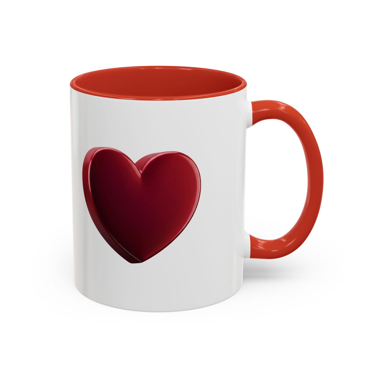 Heart Accent Coffee Mug – Red 3D Heart Design, Valentine’s Day Gift