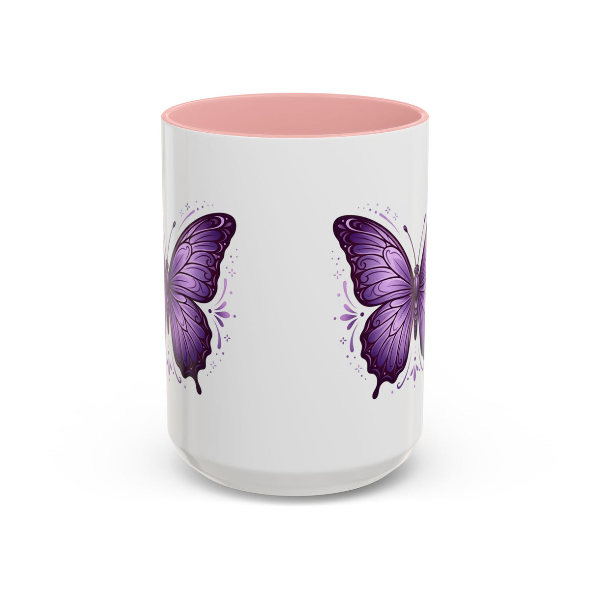 Purple Butterfly Accent Coffee Mug — 11oz & 15oz Decorative Tea Cup