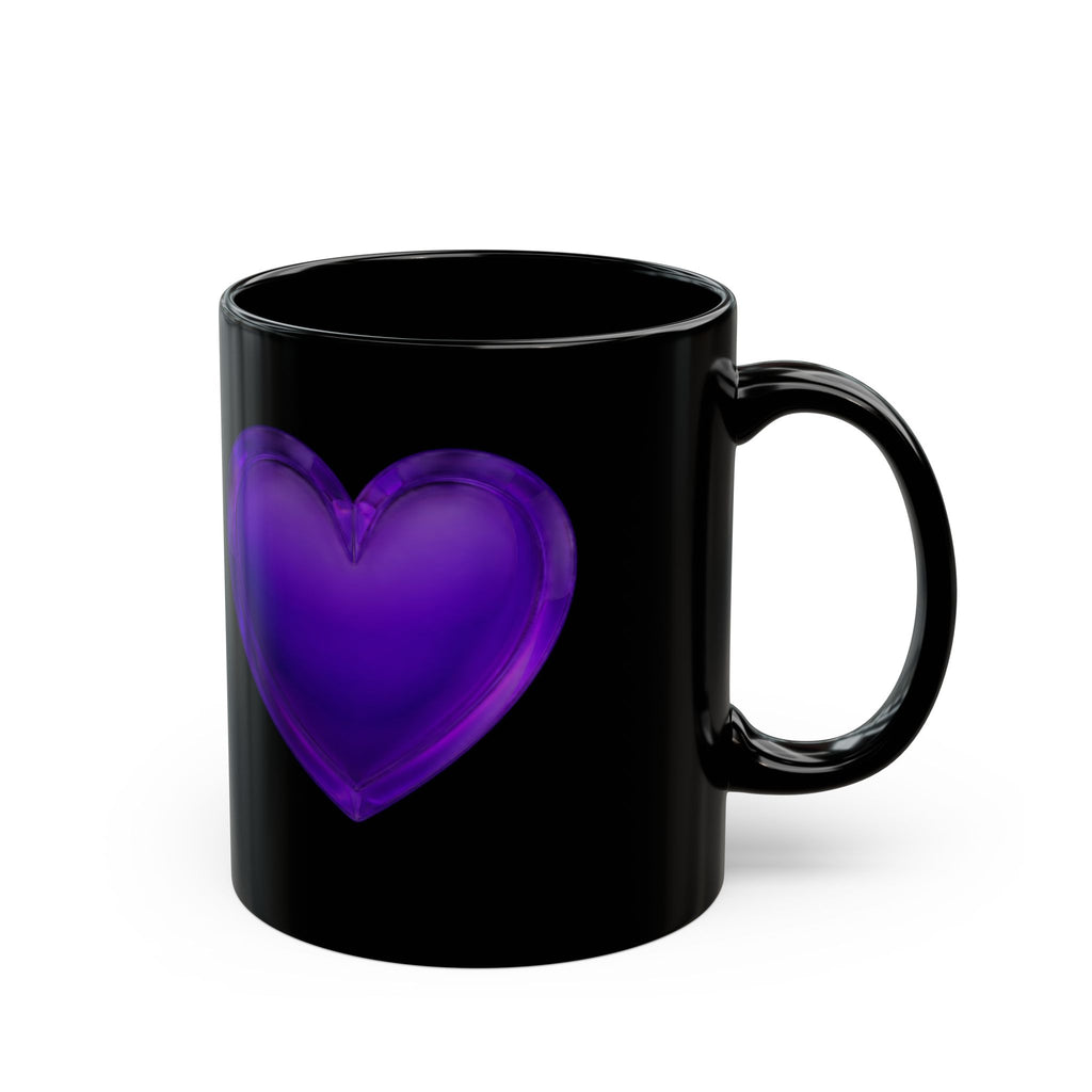 Black Mug - Purple Heart Ceramic Coffee Cup (11oz & 15oz)