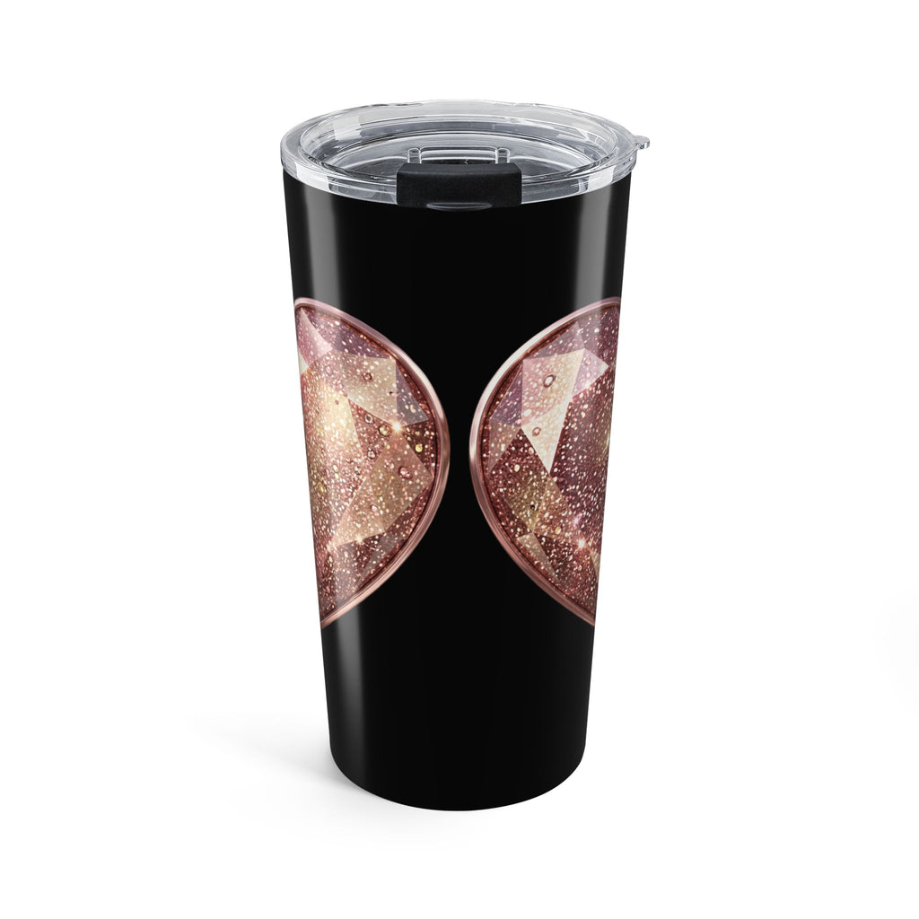 Celestial Rose Gold Moon 20oz Tumbler — Glitter Lunar Travel Cup- Black