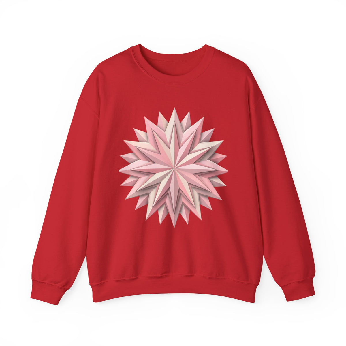 Starburst Polygon Crewneck Sweatshirt — Pink Geometric Floral Graphic
