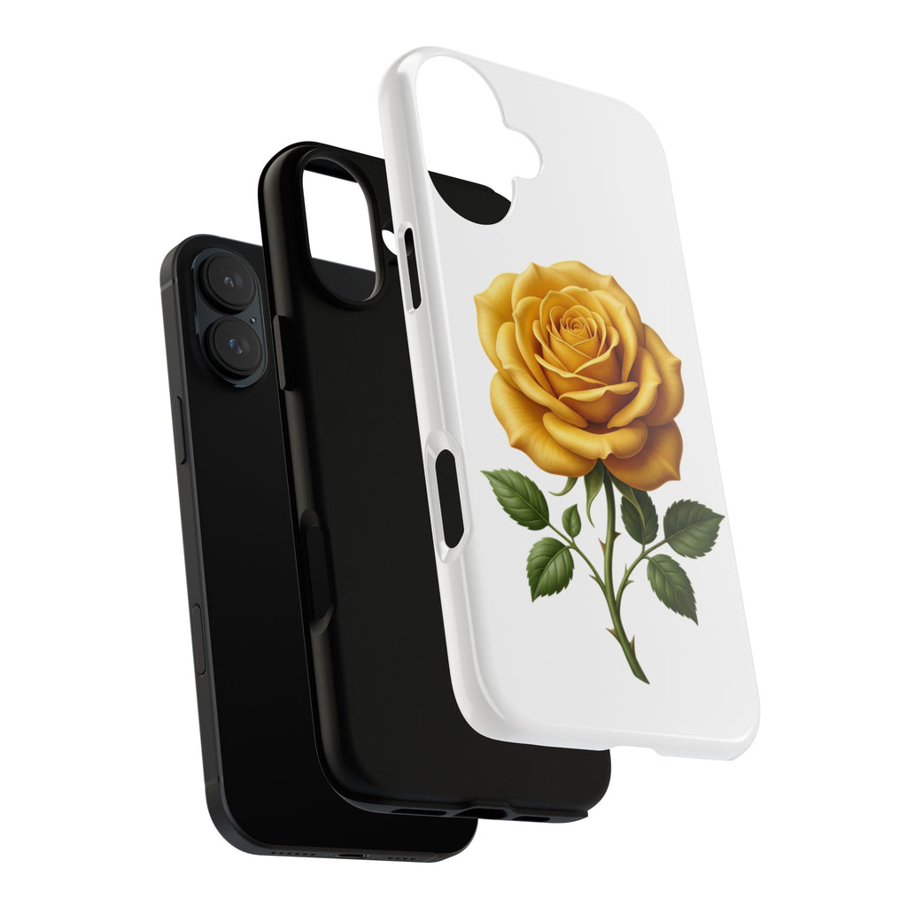 Yellow Rose Phone Case — Vintage Floral Tough Protective Cover