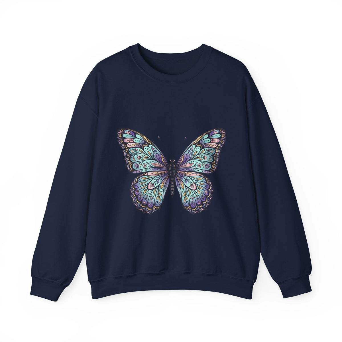 Butterfly Crewneck Sweatshirt – Teal Purple Watercolor Wing Design