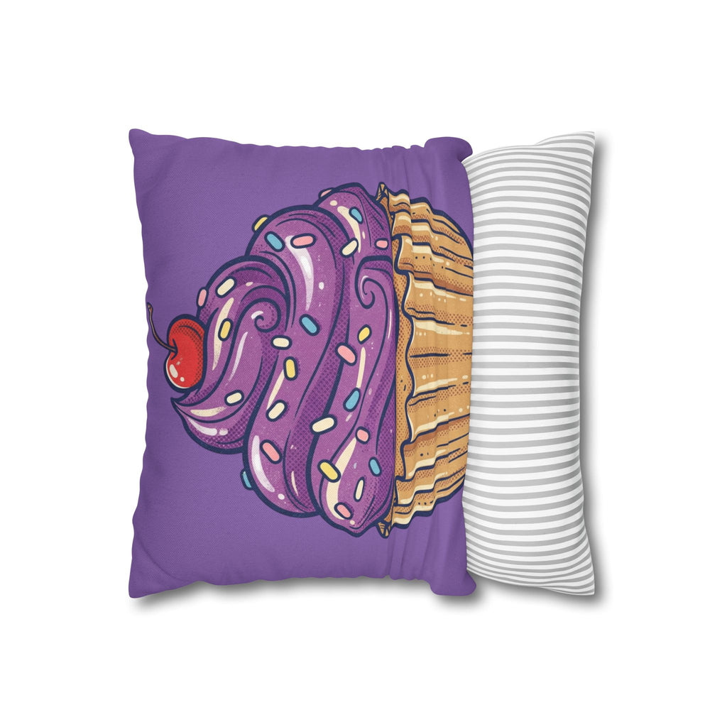 Cupcake Art Pillowcase — Purple Cupcake Decorative Throw Pillow Cover- Light Purple