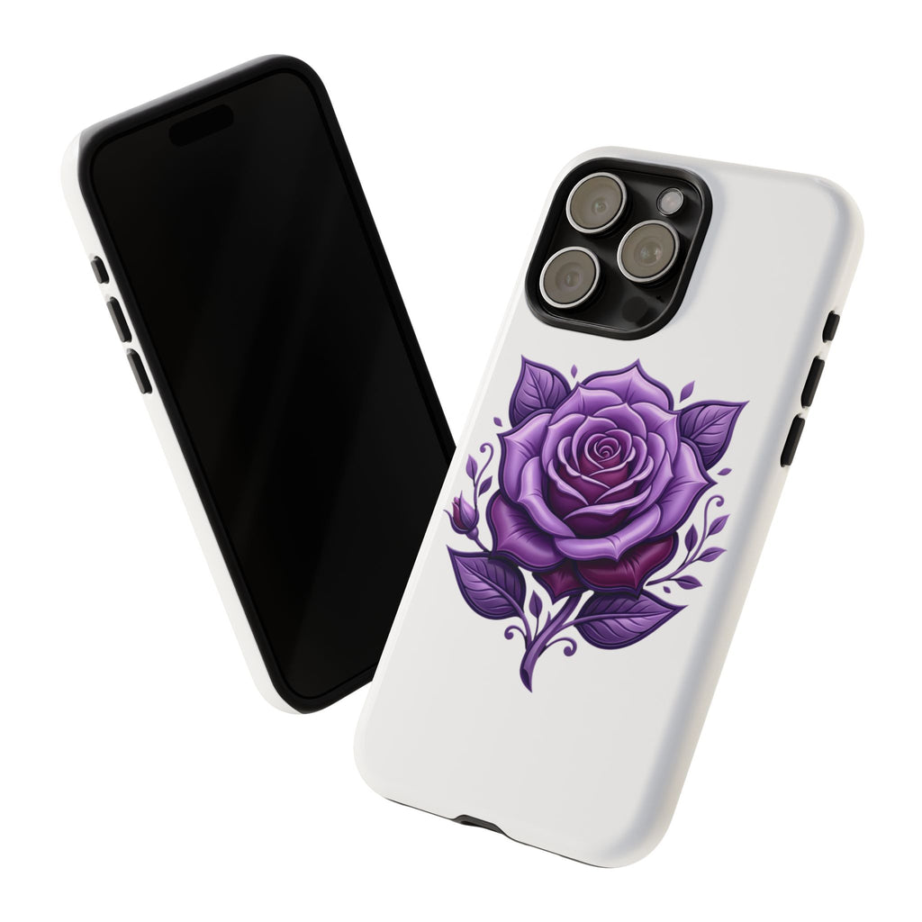 Purple Rose Tough Phone Case — Floral Protective Phone Cover