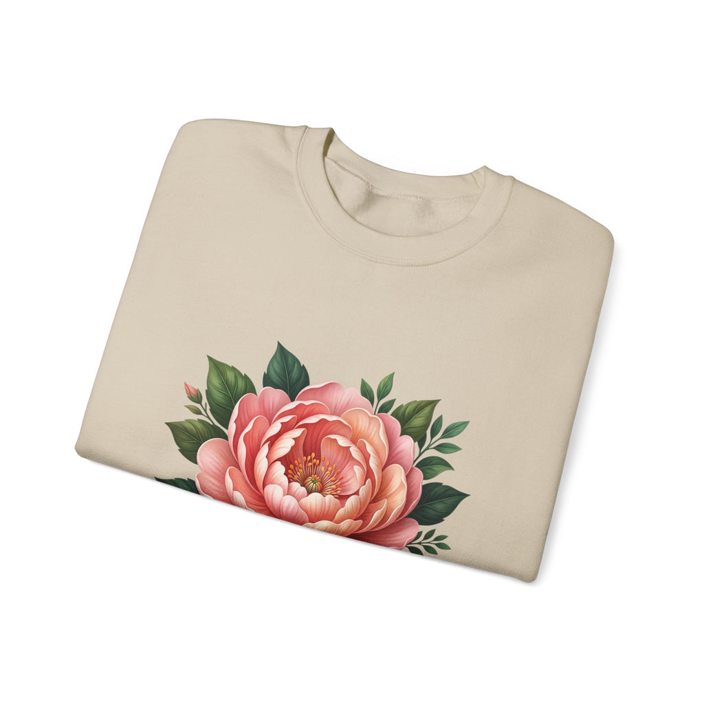 Floral Peony Crewneck Sweatshirt — Vintage Pink Flower Pullover