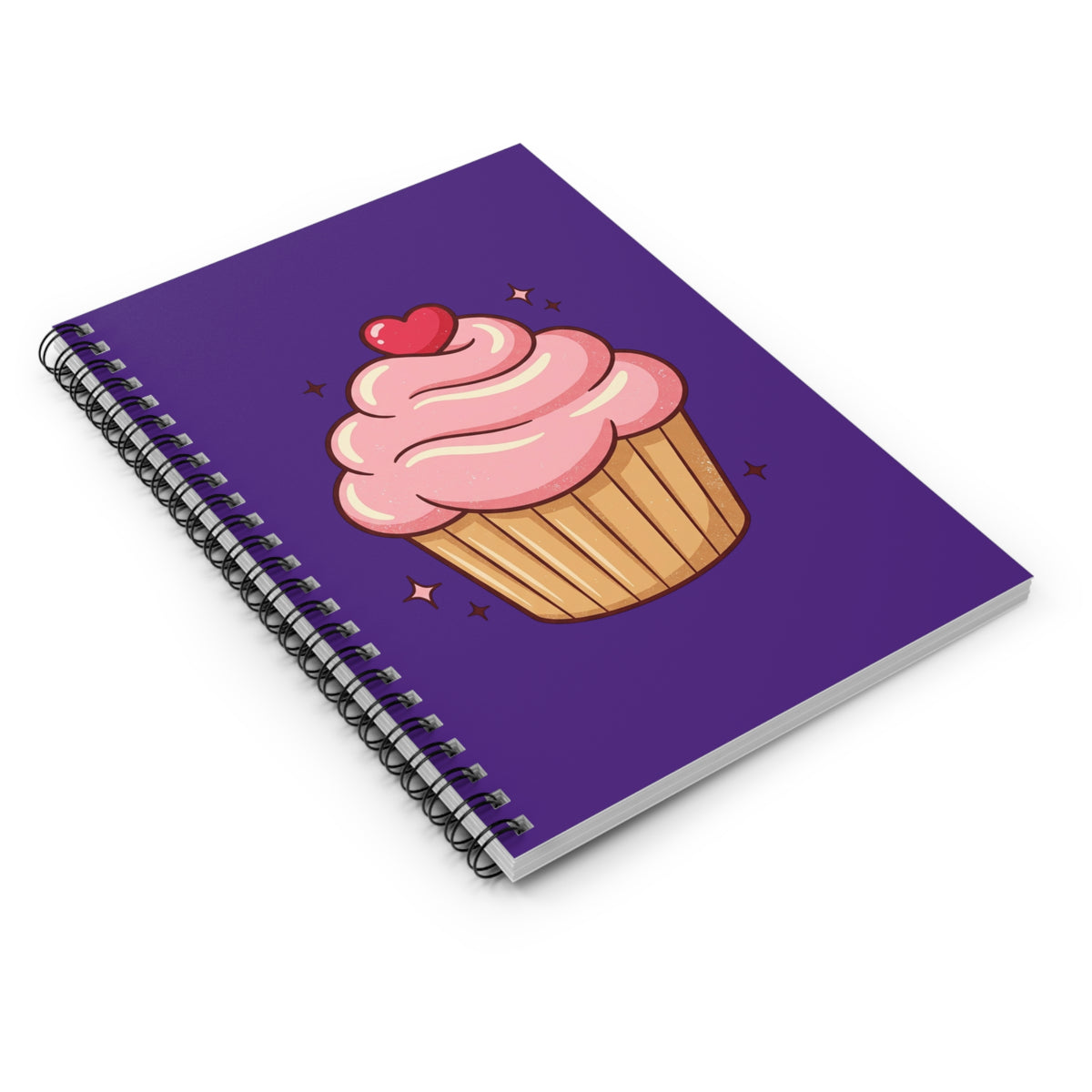 Pink Cupcake Spiral Notebook - Ruled Line- Dark Purple