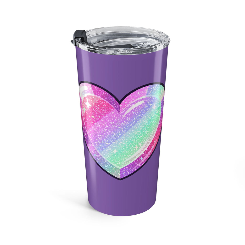 Pastel Glitter Heart Tumbler 20oz- Light Purple