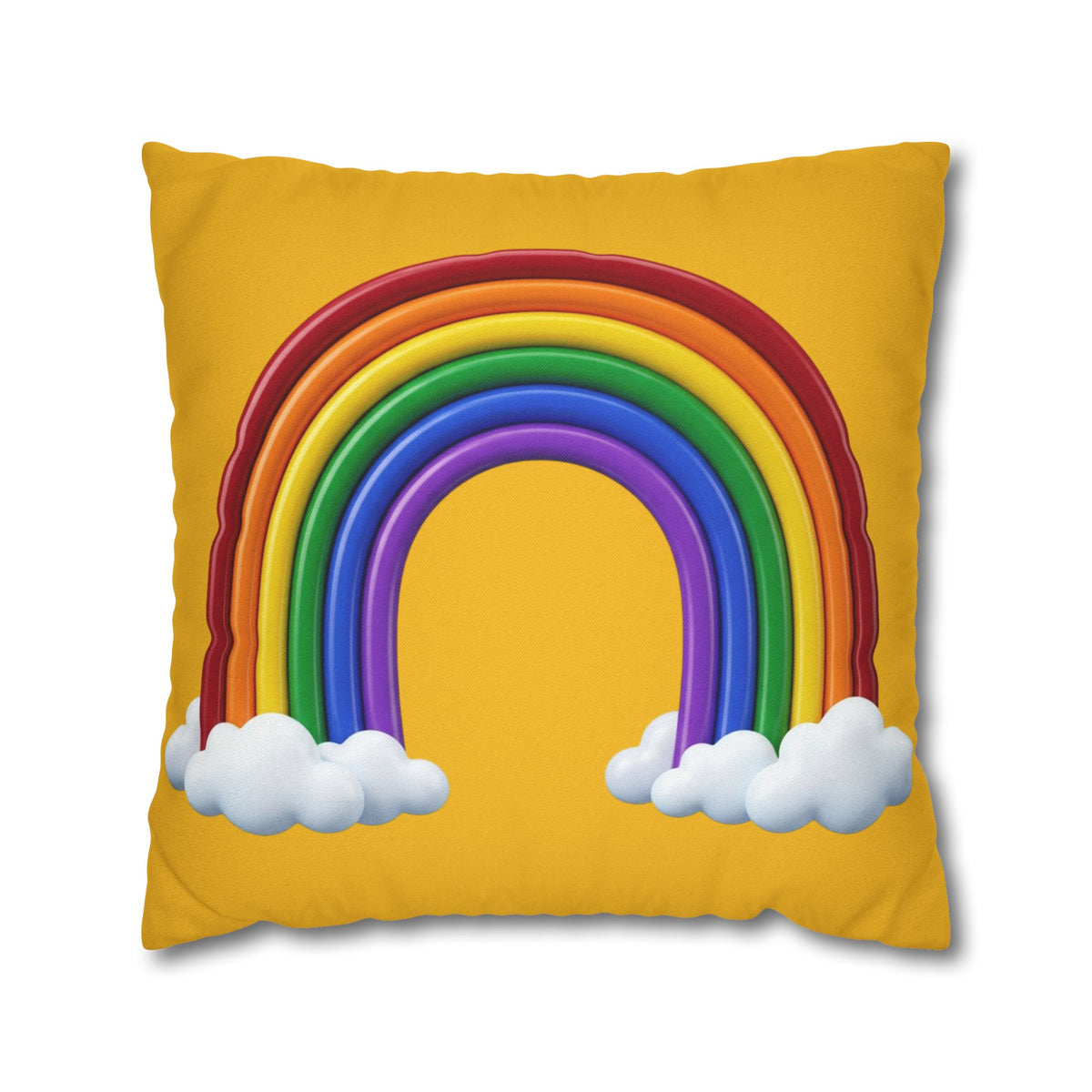 Rainbow Yellow Spun Polyester Square Pillowcase
