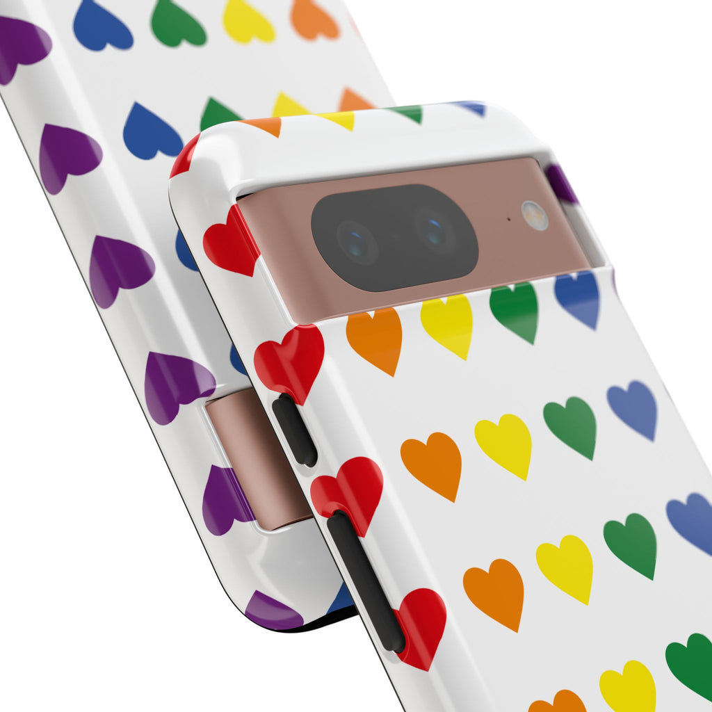 Rainbow Heart Tough Phone Case — Pride Pattern Protective Cover