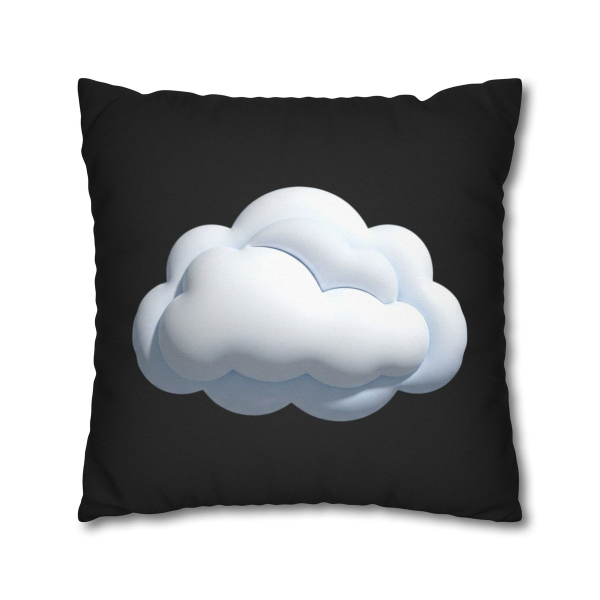 Cloud Graphic Black Pillowcase — Soft White Cloud on Black Decorative Pillow Cover