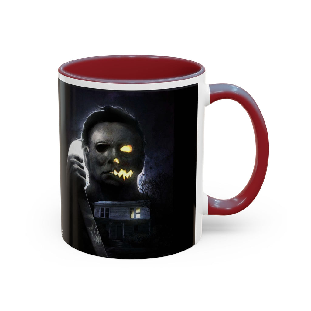 Halloween Michael Myers Accent Coffee Mug — Spooky Horror Movie Jack-O'-Lantern Face (11/15oz)