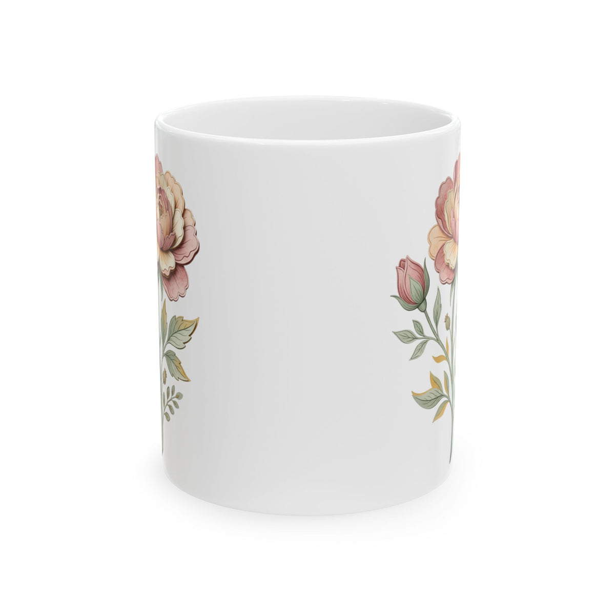 Floral Vintage Rose Ceramic Mug — 11oz & 15oz