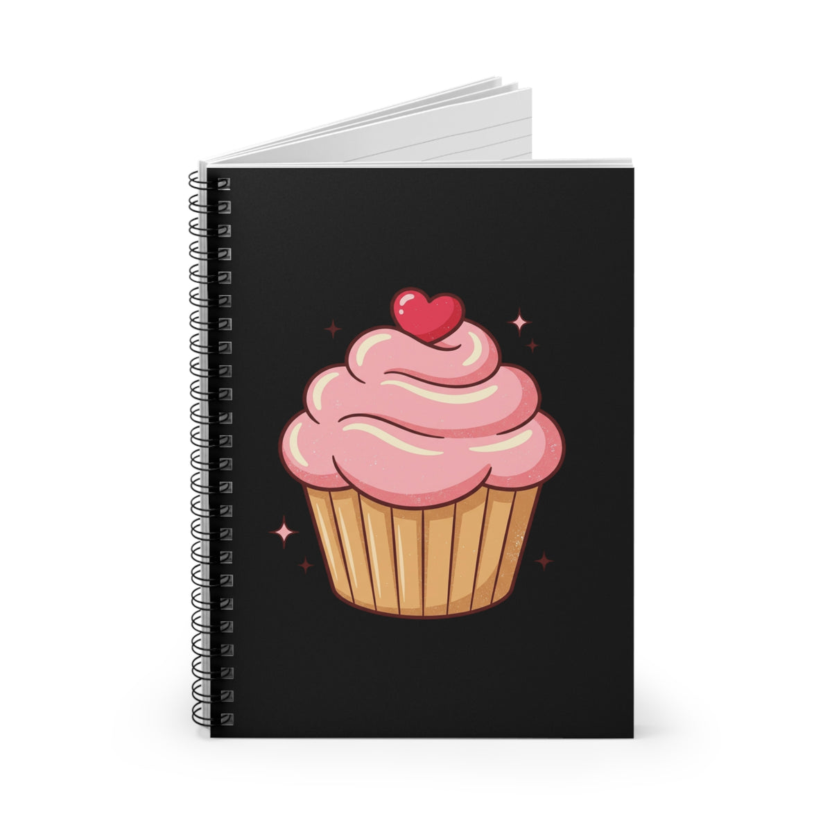 Pink Cupcake Spiral Notebook - Ruled Line- Black