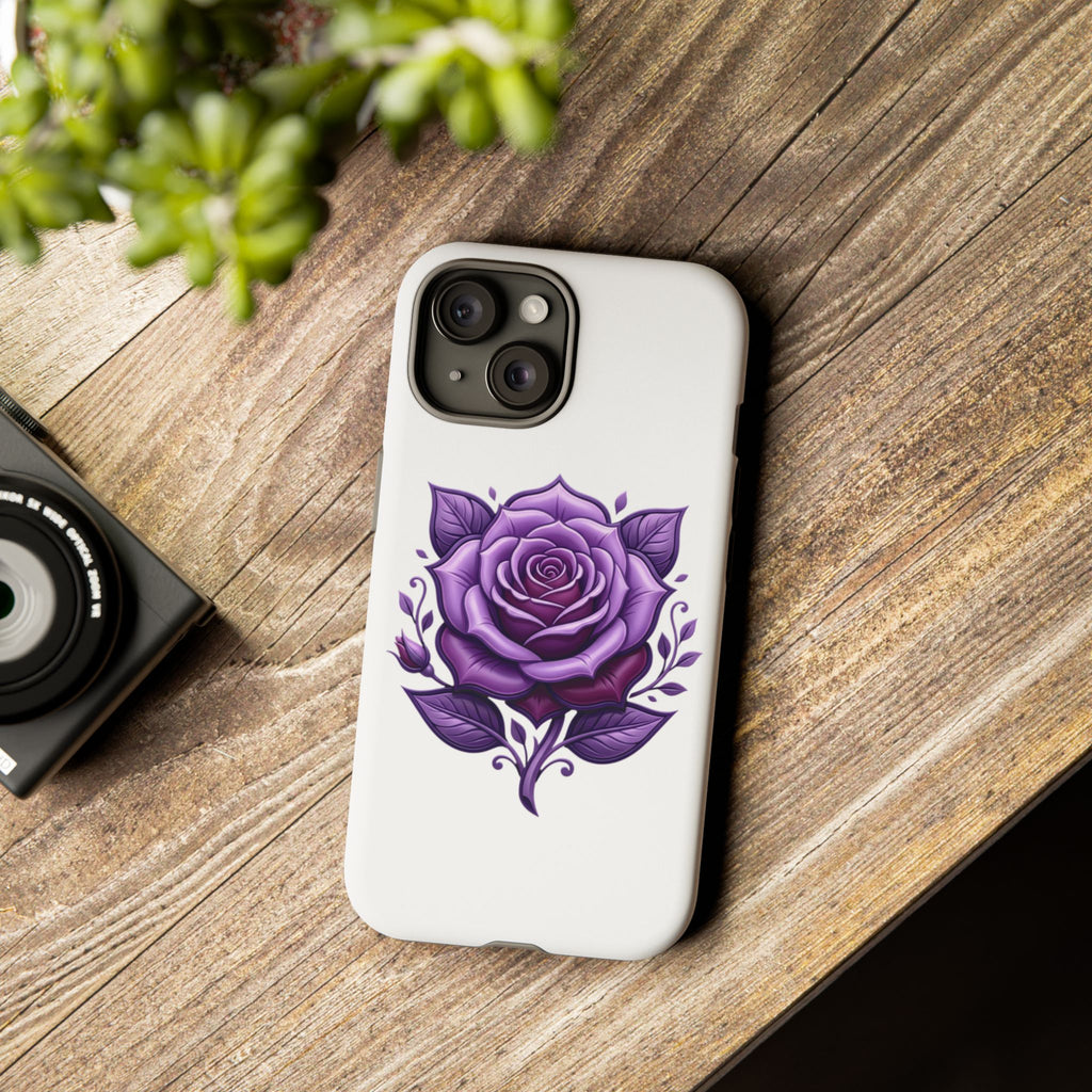 Purple Rose Tough Phone Case — Floral Protective Phone Cover