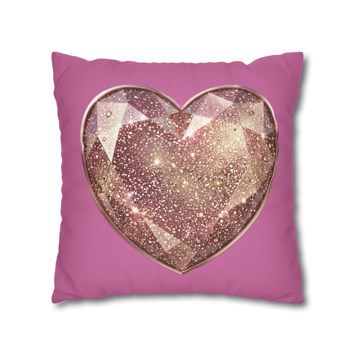 Glitter Rose Gold Heart Pillowcase — Pink Decorative Throw Pillow- Light Pink