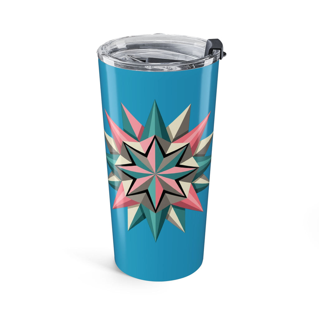 Geometric Starburst 20oz Tumbler — Blue Floral Pattern Stainless Travel Cup