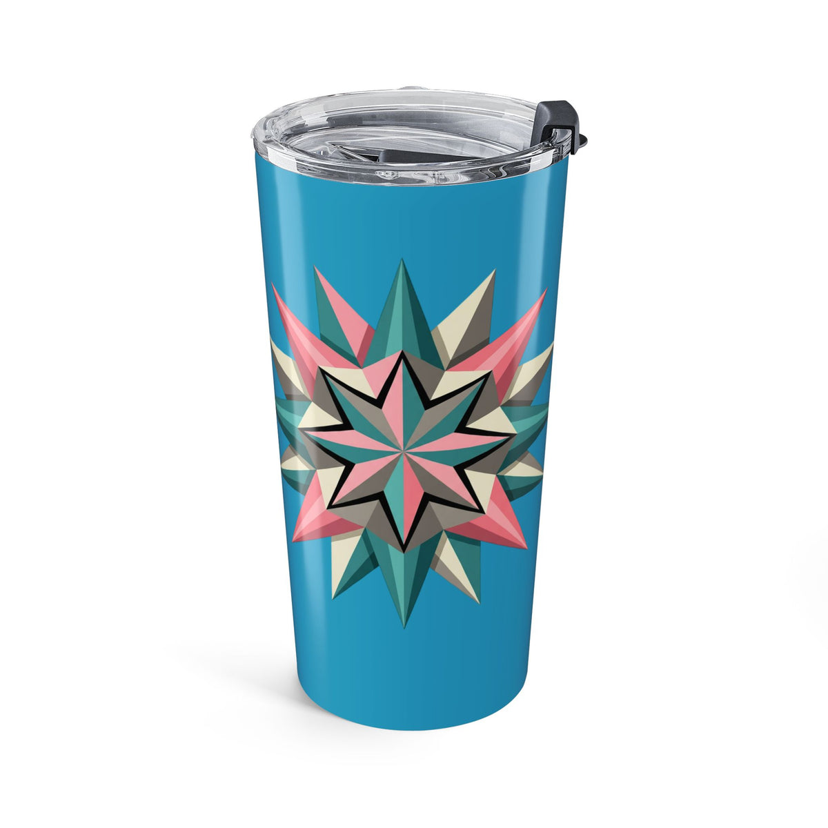 Geometric Starburst 20oz Tumbler — Blue Floral Pattern Stainless Travel Cup