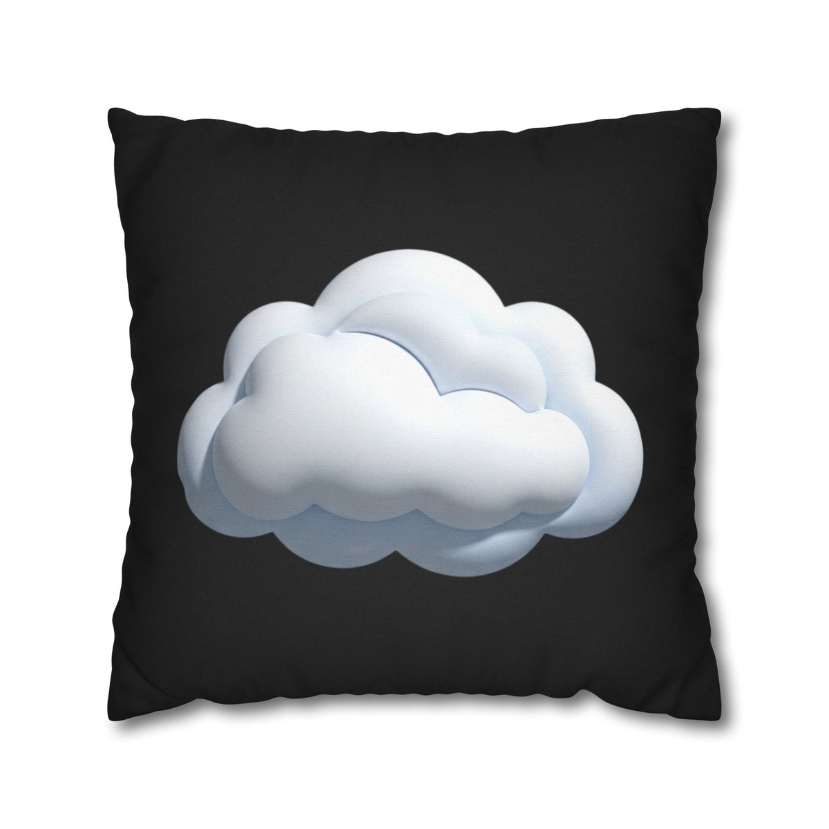 Cloud Graphic Black Pillowcase — Soft White Cloud on Black Decorative Pillow Cover