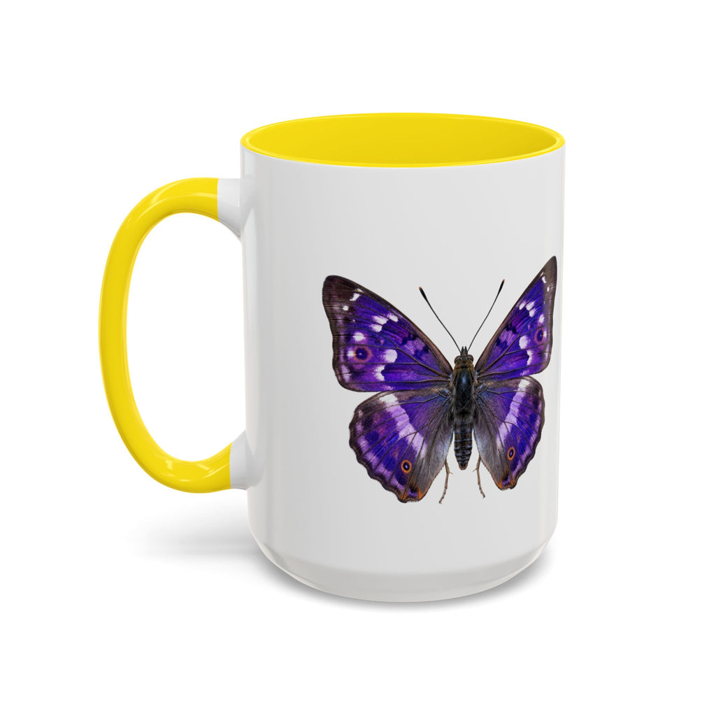 Purple Butterfly Accent Coffee Mug – Elegant Floral Butterfly Ceramic Cup