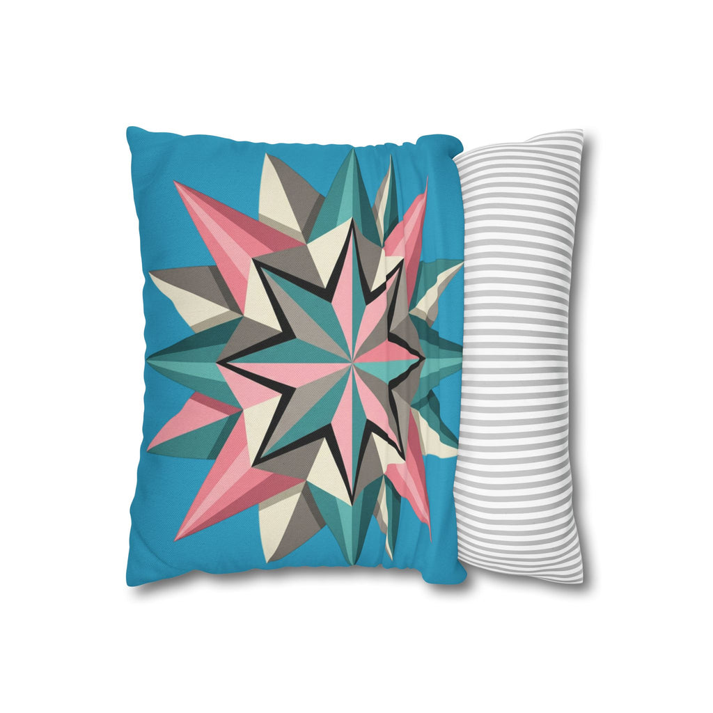 Geometric Starburst Decorative Pillowcase — Turquoise Pink Accent Cushion Cover