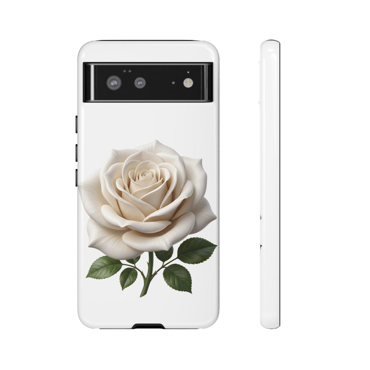 White Rose Tough Phone Case – Elegant Floral Protective Cover