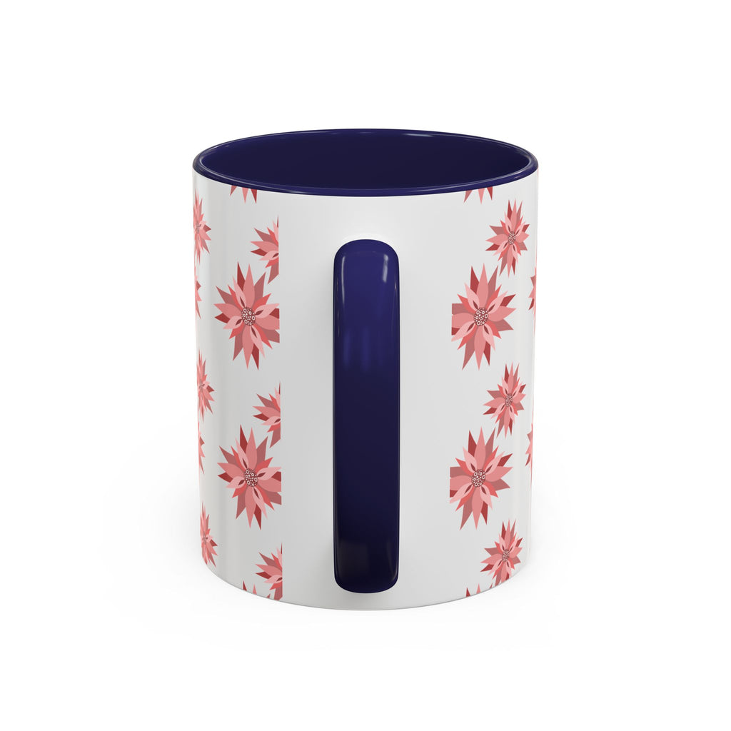 Pink Geometric Floral Accent Coffee Mug — 11/15oz