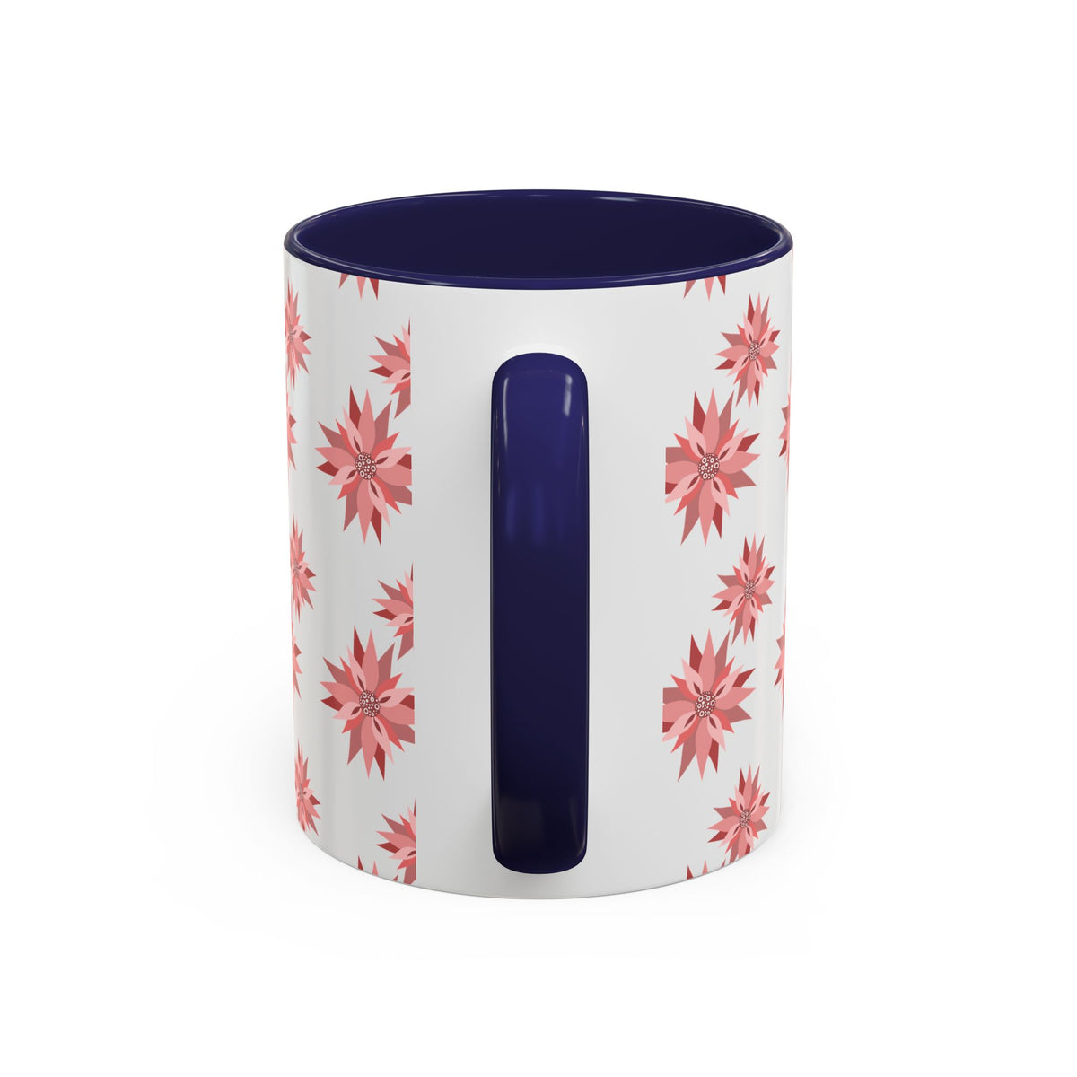 Pink Geometric Floral Accent Coffee Mug — 11/15oz