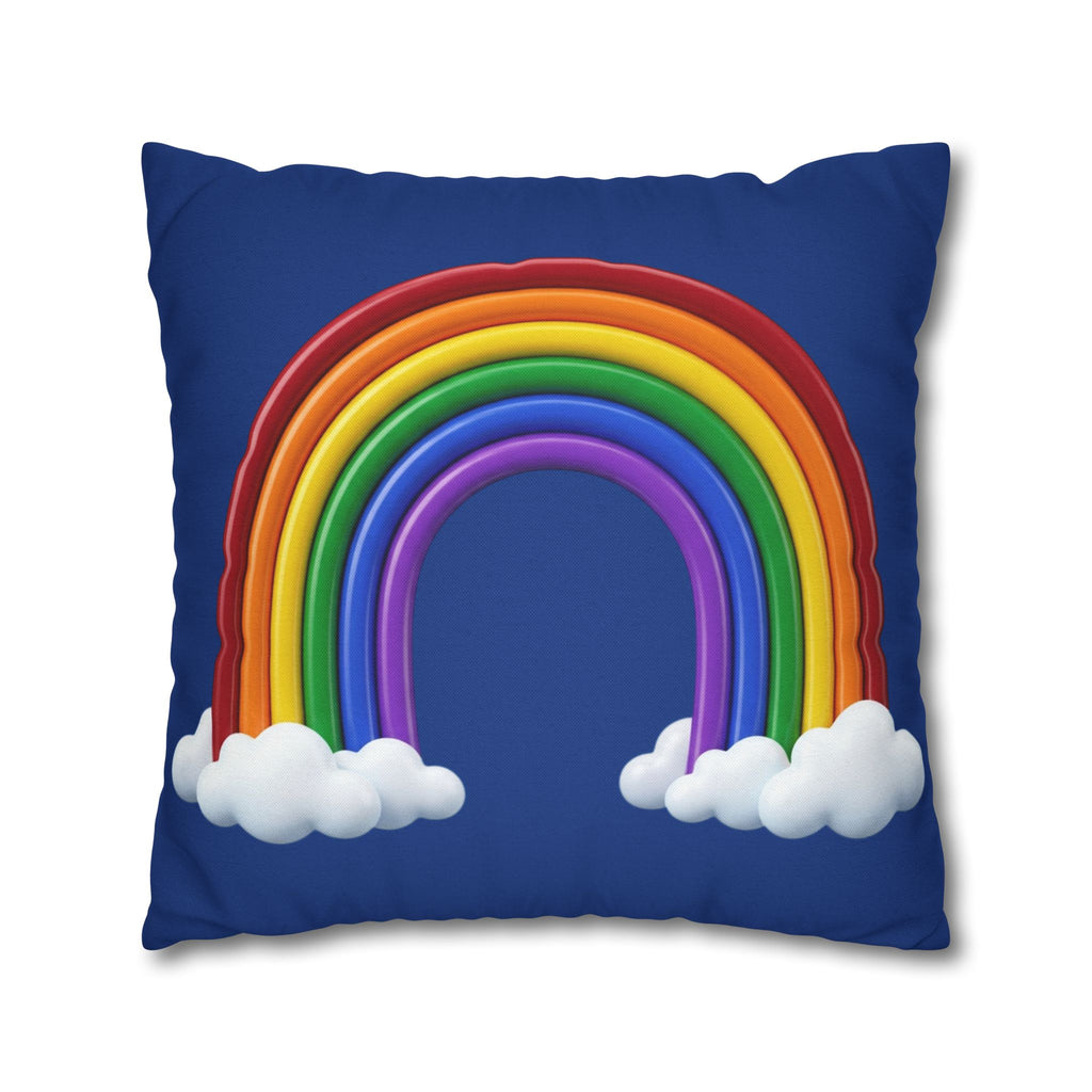 Rainbow Dark Blue Spun Polyester Square Pillowcase