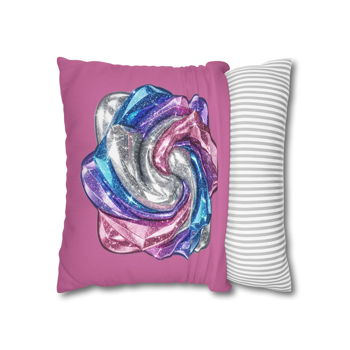 3D Glitter Design Light Pink Spun Polyester Square Pillowcase
