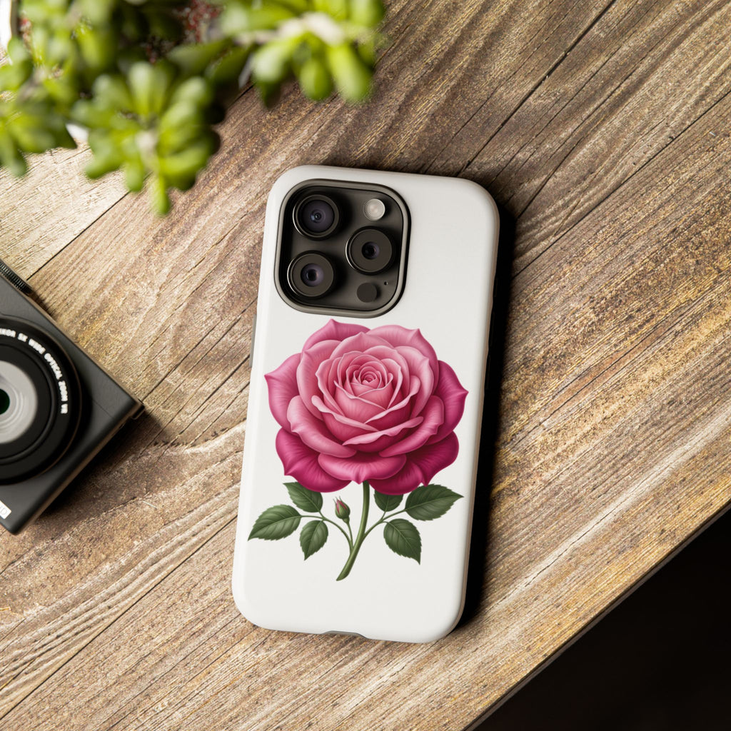 Pink Rose Tough Phone Case — Floral Protective iPhone Cover
