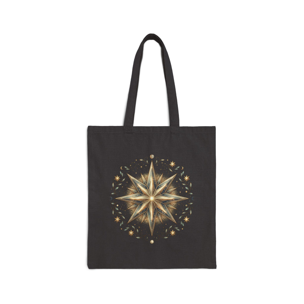 Canvas Tote Bag — Vintage Botanical Compass Rose Print